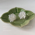 Silver Tone Layered Petal Sculpted Flower Stud Earrings For Women view 6