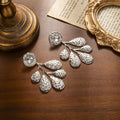 Crystal Look Textured Leaf Branch Long Stud Earrings view 6