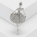 Crystal Ballerina Brooch In Silver And Gold Tones Decorative Lapel Pin view 6
