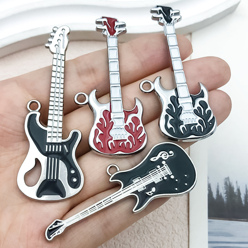 Color Enamel Zinc Alloy Guitar Instrument Charm Pendant for DIY Earring Necklace Keychain