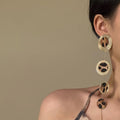 Leopard Print Disc Statement Earrings With Long Drops view 2