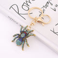 Rhinestone Spider Keychain Antique Gold Metal Insect Charm view 2