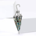 Silver Tone Umbrella Brooch with Abalone Shell Panels view 2