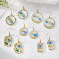 Blue Forget-Me-Not Resin Drop Earrings Gold Frames 5 Styles view 1