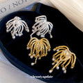 Firework Fringe Clip Earrings in Gold and Silver Tones view 2