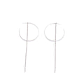 Oversized Silver Hoop and Long Chain Tassel Earrings view 5