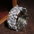 Silver Tone Baguette Crystal Wide Band Ring Fashion Jewelry view 2
