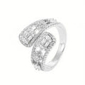 Open Adjustable Bypass Halo Ring Clear Baguette Stones view 6
