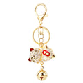 Jeweled Lucky Cat Bell Keychains with Braided Loops and Tassels view 5