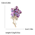 Crystal Rose Stem Brooch In Purple Or Blue With Polished Metal Detail view 5
