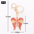 Rhinestone Angel Wings Cross Metal Keychain Gold Clip view 3