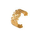 Floral Open Cuff Bracelet Gold Or Steel Tone Metal Band view 5