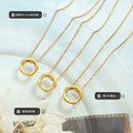 Irregular Open Circle Pendant Necklace Fine Cable Chain Gold Tone view 2