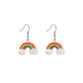 Rainbow Cloud Resin Drop Earrings Glitter White Clouds view 5