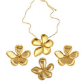 Matte Metal Flower Necklace Earring Ring Three-Piece Sets view 5