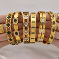 Gold Stainless Steel Hinge Bangles Geometric Glass Or Zircon view 2