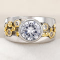 Two Tone Bezel Round Crystal Band Ring US Sizes 6-10 view 4