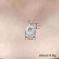 Silver Double Circle Baguette Cubic Zirconia Pendant Necklace view 4
