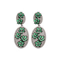 Pair of Metal Tone Purple and Green Crystal Oval Drop Earrings view 5
