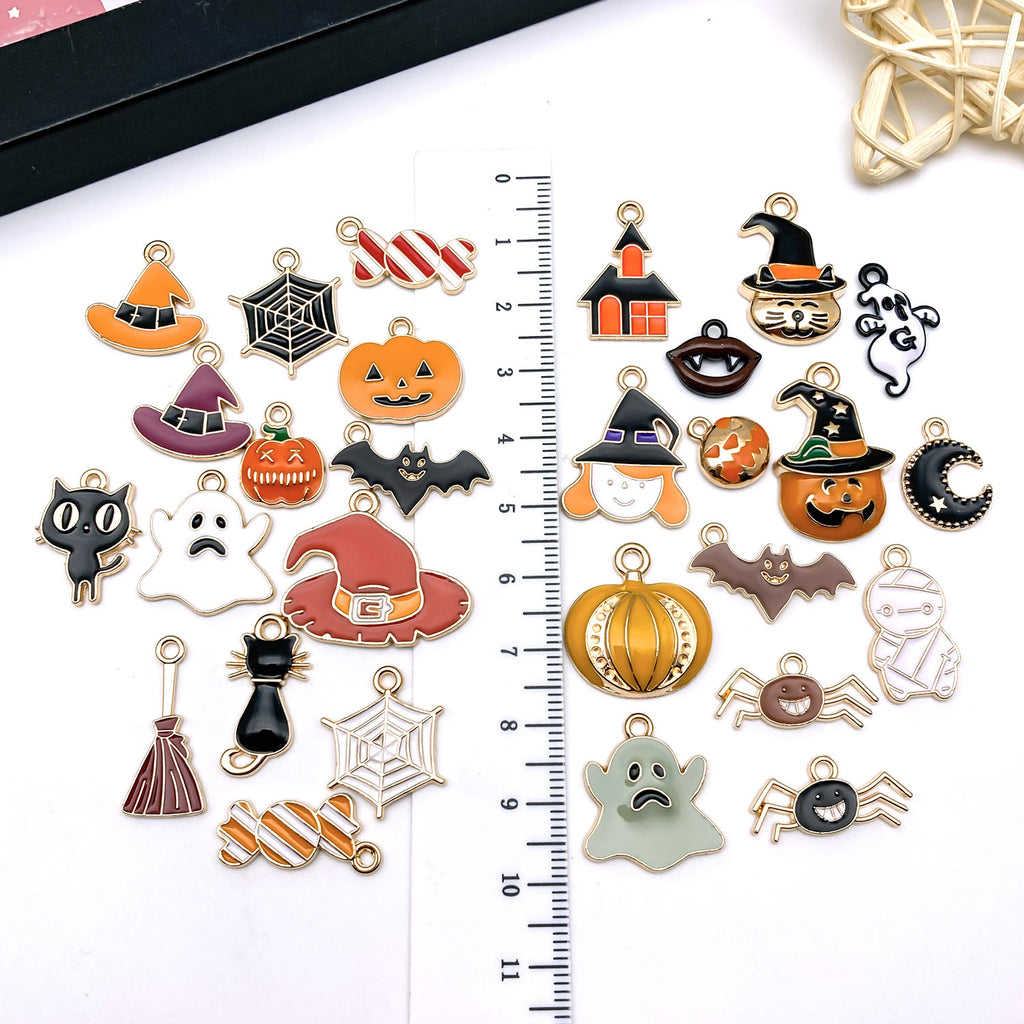 Enamel Zinc Alloy Halloween Pumpkin Hat Witch Charm Pendant for DIY Jewelry Making