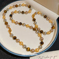 Brown Beaded Bracelet and Necklace with Round Clasp view 1