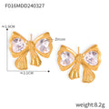 Bow Crystal Stud Earrings Heart Infinity Pendant Necklace view 7