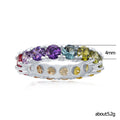 Multicolor Round Stone Full-Eternity Band Ring In Silver Tone view 4