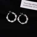 Silver Tone Irregular Clear Look Open C Hoop Earrings view 3
