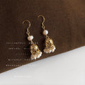 Gold-Tone Pearl Cage Bell Cluster Drop Hook Earrings view 4