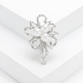 Open Flower Brooch in Gold or Silver Tone with Pearl Center view 4