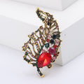Openwork Leaf Brooch with Red and Green Crystal Accents view 2