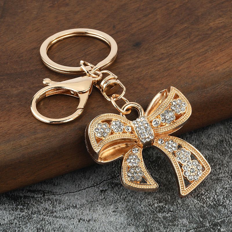 Rhinestone Bow Keychain Zinc Alloy Bag Charm Pendant