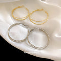 Gold Textured Double Hoop Statement Earrings Jewelry Accessory view 4