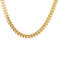 Leaf Link Choker Necklace Gold Steel Rose Tone Textured Leaves view 5