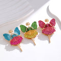 Yellow Gold Tone Ballet Dancer Crystal Enamel Four Designs Metal Brooch Pin view 4