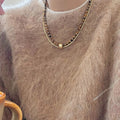 Double Layer Tiger Eye Bead Gold Snake Chain Necklace view 3