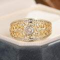 Gold Filigree Openwork Clear Center Stone Ring Sizes 6-10 view 3