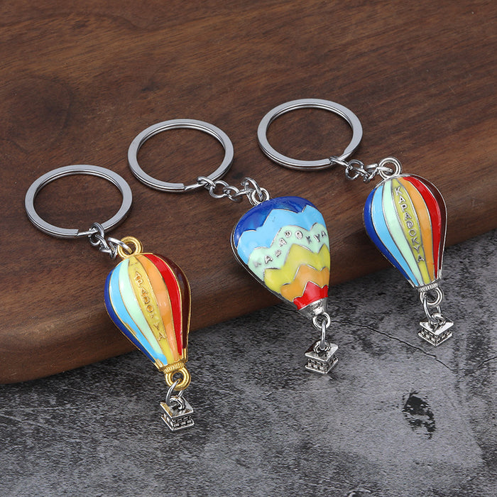 Hot Air Balloon and Cloud Metal Keychain for Outdoor Souvenirs