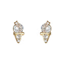 Gold Tone Clear Stone Ice Cream Cone Stud Earrings For Women view 5