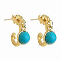 Gold Dragon Scroll C Hoop Earrings Turquoise Drop Pair view 5