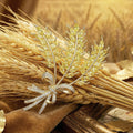 Golden Wheat Sheaf Bow Brooch for Jackets Scarves and Coats view 3