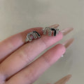 Silver Tone Clear Crystal Letter M Ear Cuff for One Ear view 6