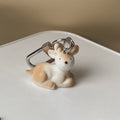 Flocked Deer Hedgehog Rabbit Cat and Swan Clip Keychains view 4