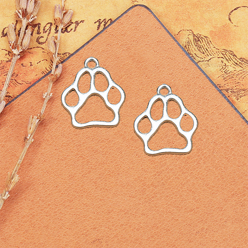 20x17mm Vintage Hollow Dog Paw Alloy Charm Pendant