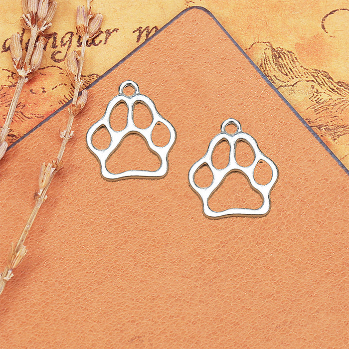 20x17mm Vintage Hollow Dog Paw Alloy Charm Pendant
