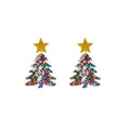 Colorful Glitter Acrylic Christmas Tree Statement Stud Earrings view 5