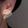 Silver Tone Layered Butterfly Crystal Stud Earrings view 3