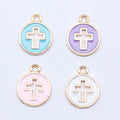 Round Enamel Cross Charms in Four Pastel Colorways view 4