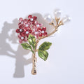 Enamel Flower Branch Brooch Pearl Buds Green Leaves Gold Tone view 7
