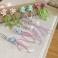 Colorful Flower and Glass Bead Tassel Stud Earrings Five Styles view 2